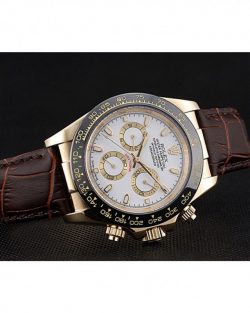 Rolex Cosmograph Daytona Gold Case White Dial Brown Leather Bracelet 62263304
