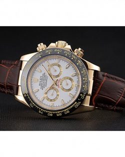 Rolex Cosmograph Daytona Gold Case White Dial Brown Leather Bracelet 62263305
