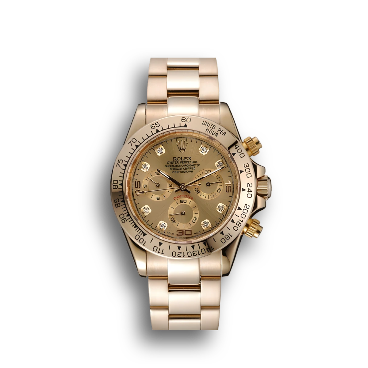Rolex Daytona 1454245 Brown Dial Diamond Numerals Gold Case And Bracelet 39mm Rolex Daytona 1454245 Brown Dial Diamond Numerals Gold Case And Bracelet 39mm