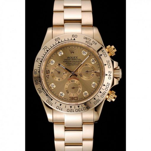 Rolex Daytona 1454245 Brown Dial Diamond Numerals Gold Case And Bracelet 39mm