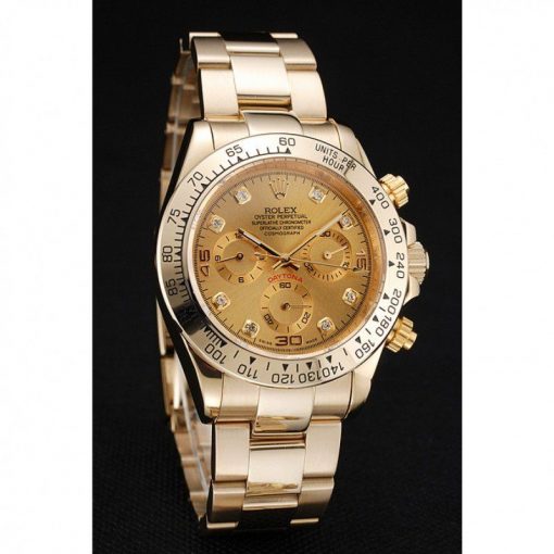 Rolex Daytona 1454245 Brown Dial Diamond Numerals Gold Case And Bracelet 39mm