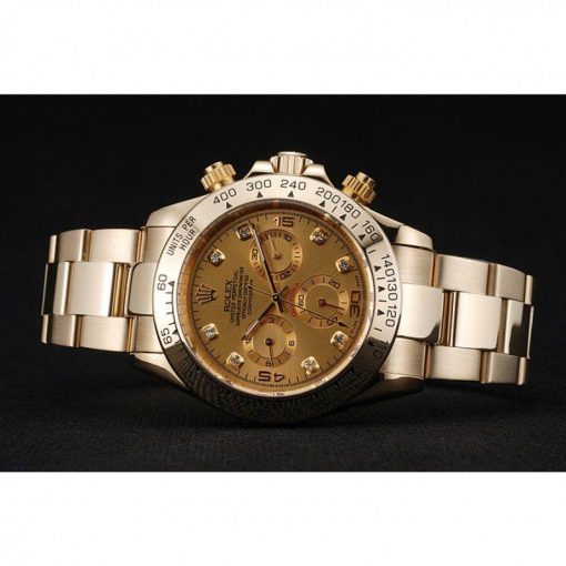 Rolex Daytona 1454245 Brown Dial Diamond Numerals Gold Case And Bracelet 39mm
