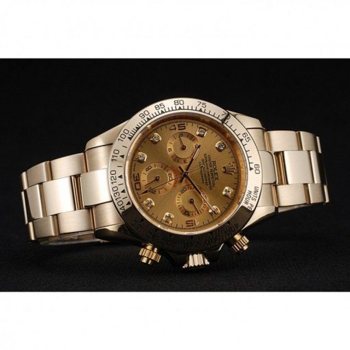 Rolex Daytona 1454245 Brown Dial Diamond Numerals Gold Case And Bracelet 39mm