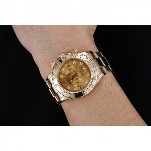 Rolex Daytona 1454245 Brown Dial Diamond Numerals Gold Case And Bracelet 39mm