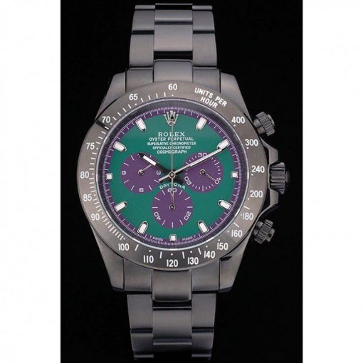 Rolex Daytona 80246 Black Stainless Steel Strap Green Dial 42mm