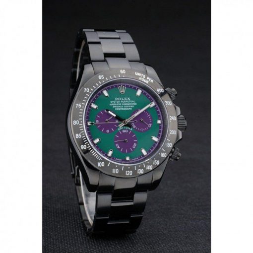 Rolex Daytona 80246 Black Stainless Steel Strap Green Dial 42mm