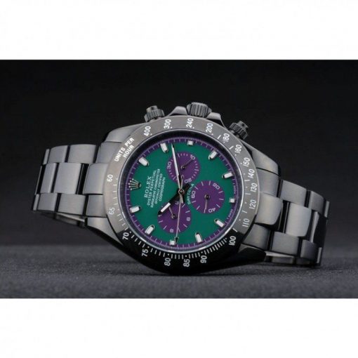 Rolex Daytona 80246 Black Stainless Steel Strap Green Dial 42mm