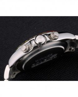 Rolex Daytona 80250 Rainbow Crystals Bezel Stainless Steep Strap Black Dial 39mm09