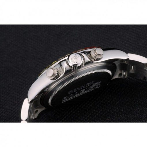 Rolex Daytona 80250 Rainbow Crystals Bezel Stainless Steep Strap Black Dial 39mm