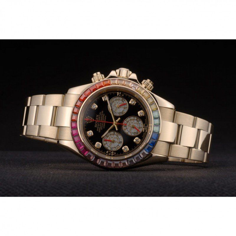 Rolex Daytona 80251 Cosmograph Rainbow Crystals Bezel Rose Gold Strap Black Dial 39mm05 Rolex Daytona 80251 Cosmograph Rainbow Crystals Bezel Rose Gold Strap Black Dial 39mm05