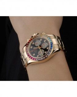 Rolex Daytona 80251 Cosmograph Rainbow Crystals Bezel Rose Gold Strap Black Dial 39mm11
