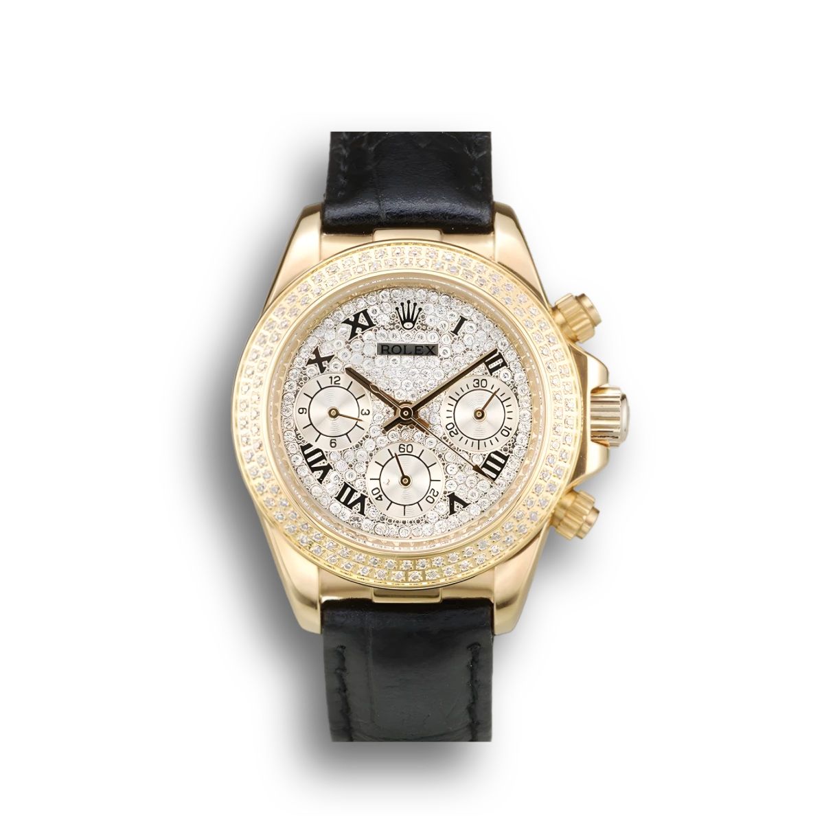 Rolex Daytona Lady Gold Case Crystal Studded Bezel Crystal Studded Dial 982381 Rolex Daytona Lady Gold Case Crystal Studded Bezel Crystal Studded Dial 982381