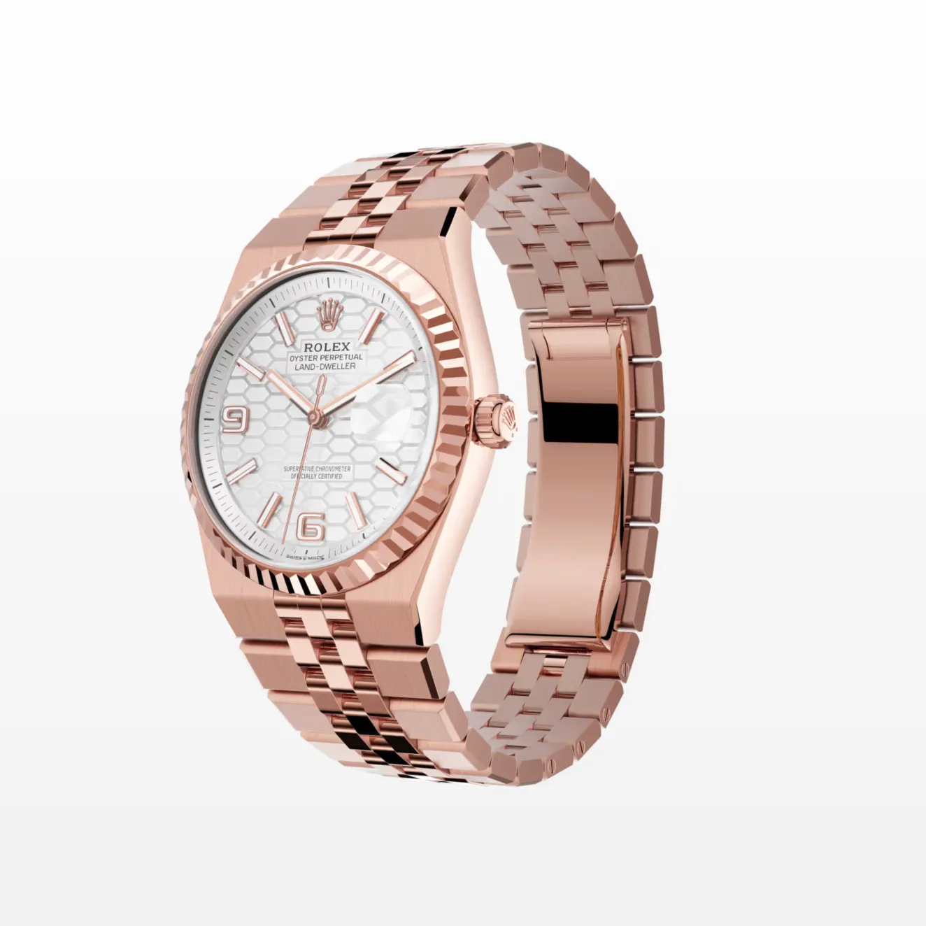 Rolex Land Dweller 127235 Intense White Everose Gold 36mm Rolex Land Dweller 127235 Intense White Everose Gold 36mm