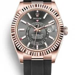 Rolex Sky Dweller 326235 Black Dial 42mm Rose Gold Rubber Strap
