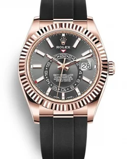 Rolex Sky Dweller 326235 Black Dial 42mm Rose Gold Rubber Strap