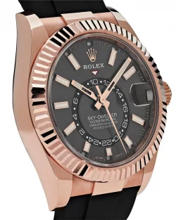 Rolex Sky Dweller 326235 Black Dial 42mm Rose Gold Rubber Strap