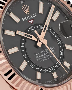 Rolex Sky Dweller 326235 Black Dial 42mm Rose Gold Rubber Strap