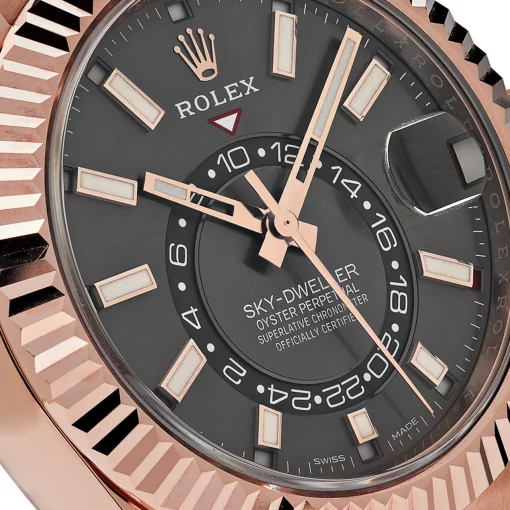 Rolex Sky Dweller 326235 Black Dial 42mm Rose Gold Rubber Strap